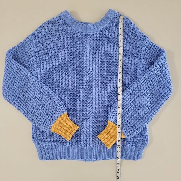 POPSUGAR Button Back Blue Crewneck Sweater - Picture 6 of 14